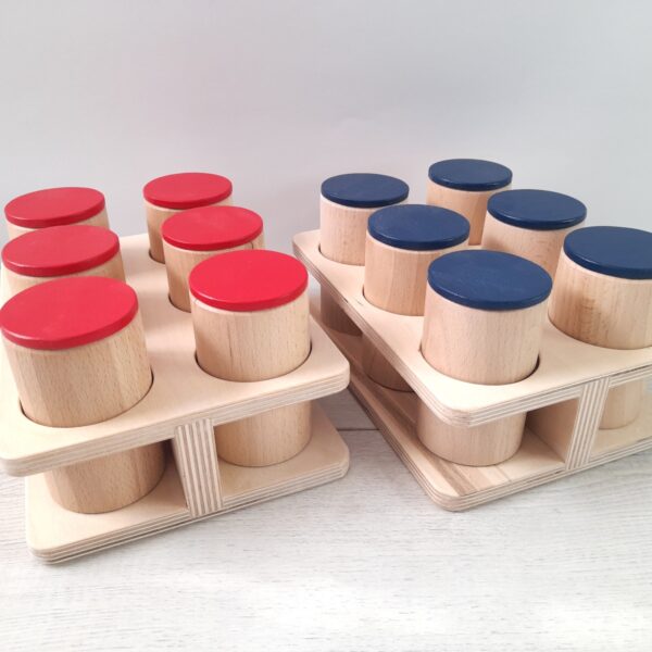 Memory dźwiękowe - pudełka dźwiękowe Montessori - puszki szmerowe